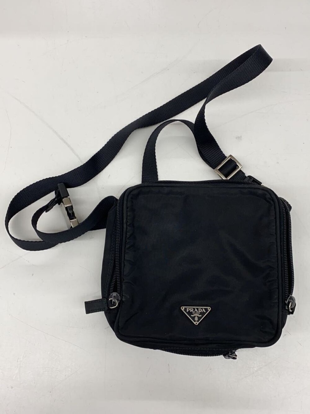 Prada Arque Vitello Daino Leather Hobo Shoulder Bag Black